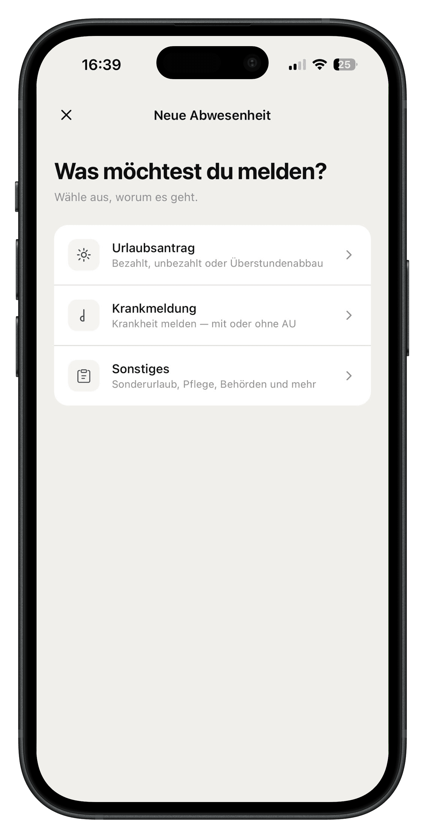 Antragstyp wählen in der Velmio App