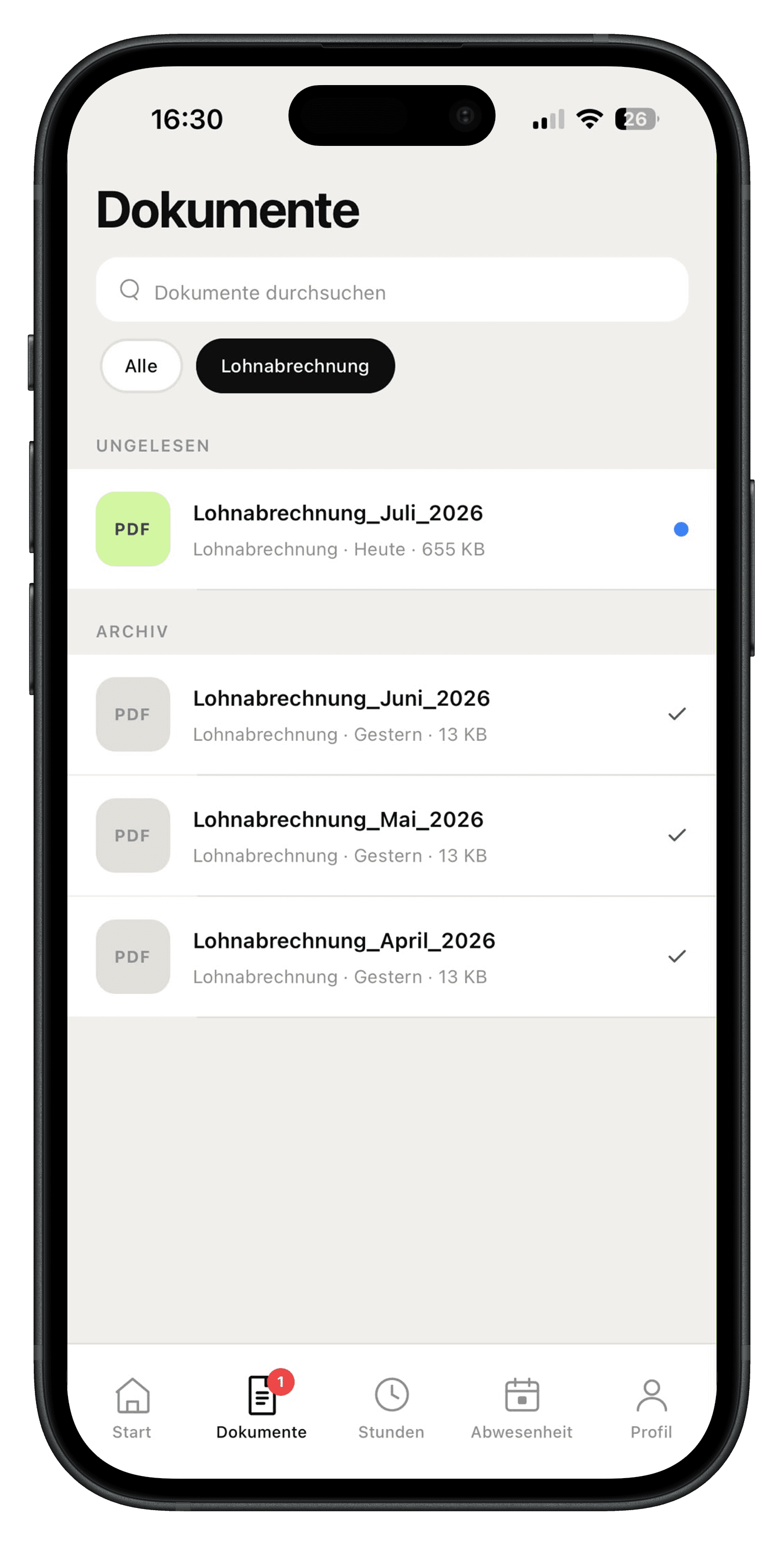Dokumente-Postfach in der Velmio App