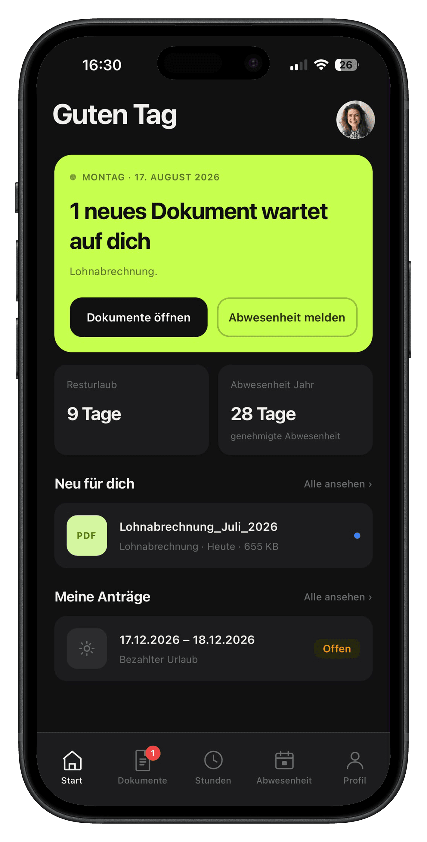 Startseite der Velmio App